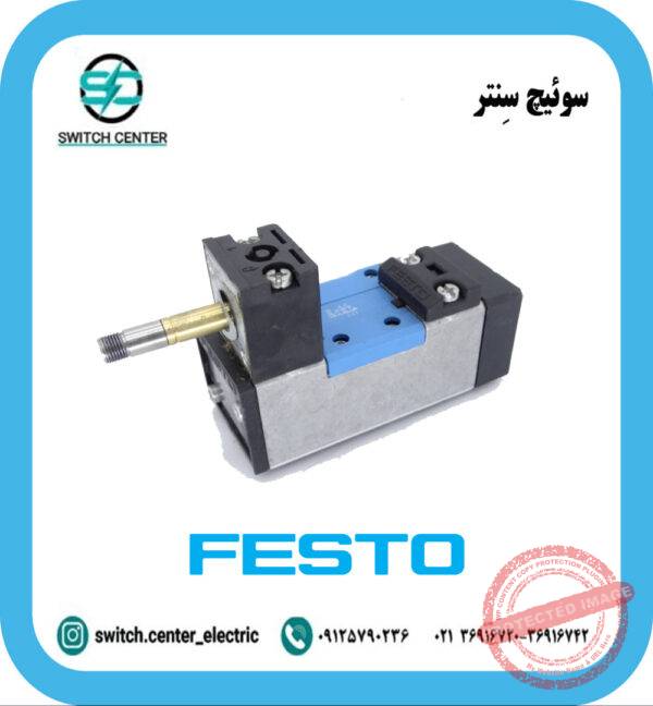 تصویر شیر برقی فستو MFH-5/2-D-1-FR-C با بدنه آلومینیومی، کویل برقی و زیرپایه پنوماتیکی.